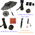 Pongee silver coat fabric and Metal shaft with black fiberglass outdoor solar usb fan umbrella with custom logo